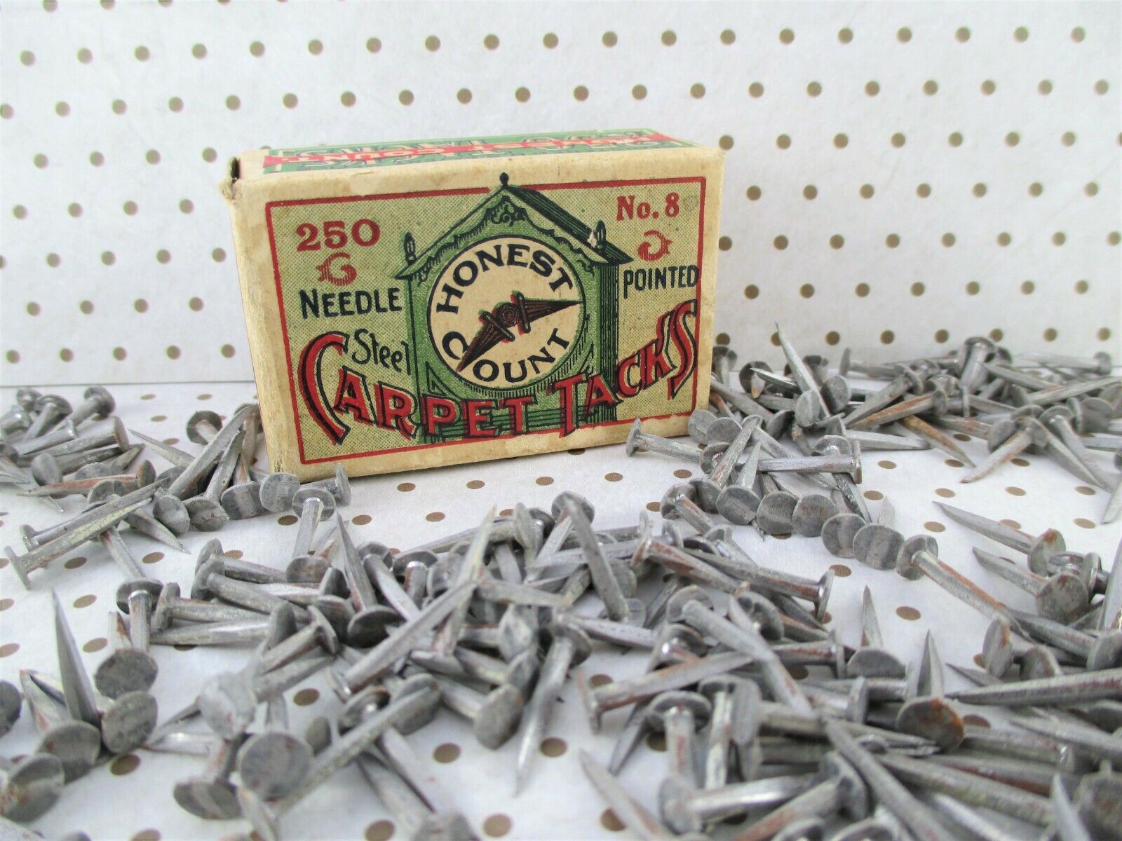 Vintage Box Of Honest Count Carpet Tacks