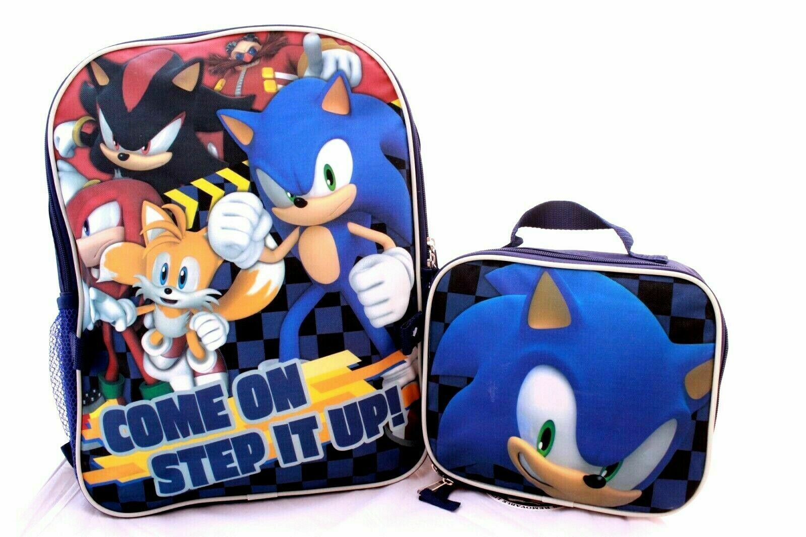 Sonic The Hedgehog Boys School Backpack Book Bag Lunch Box Set Kids Children