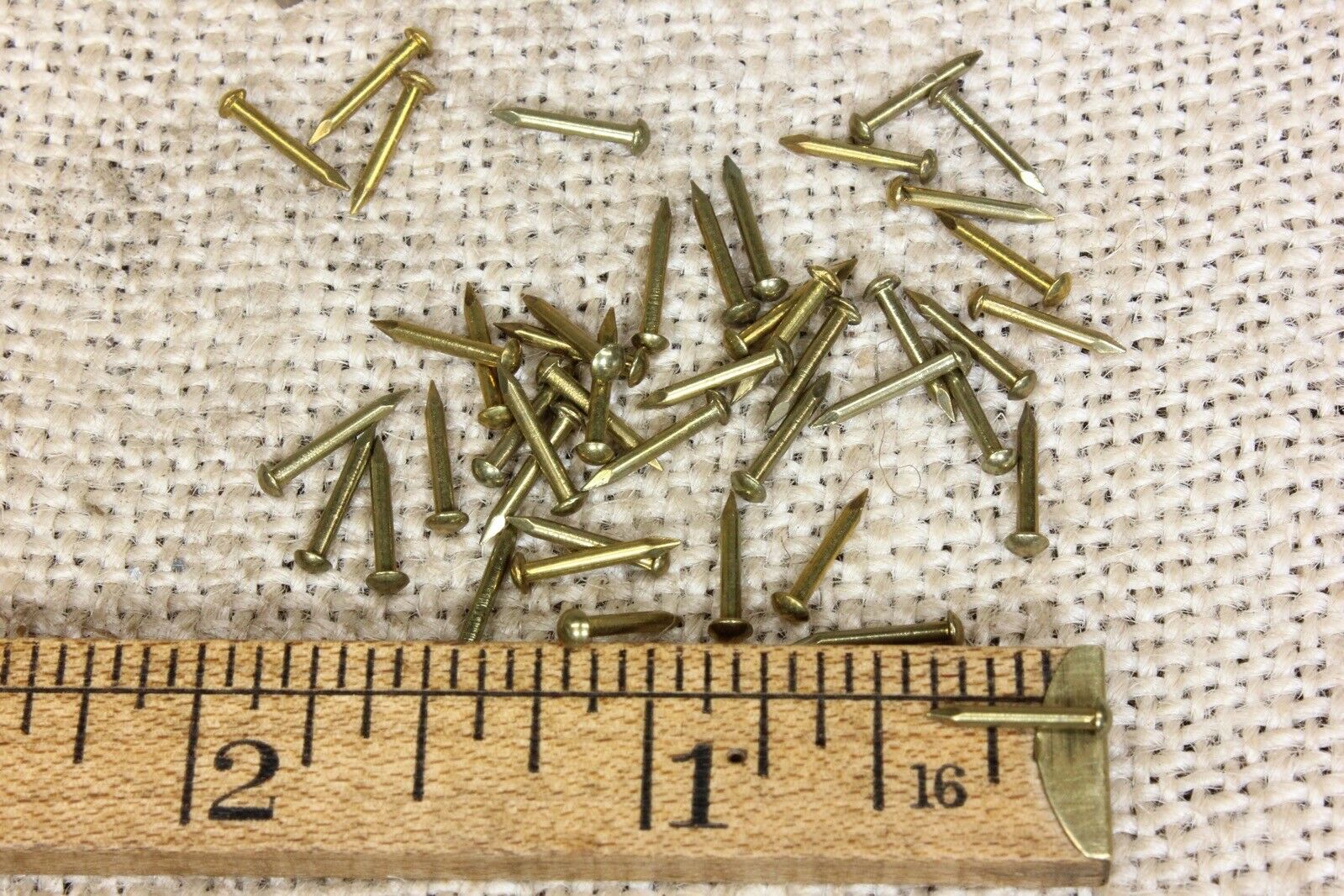 Old 3/8” Brass Brads 100 Vintage Nails Escutcheon Pins Usa Made 18 Ga Small Head